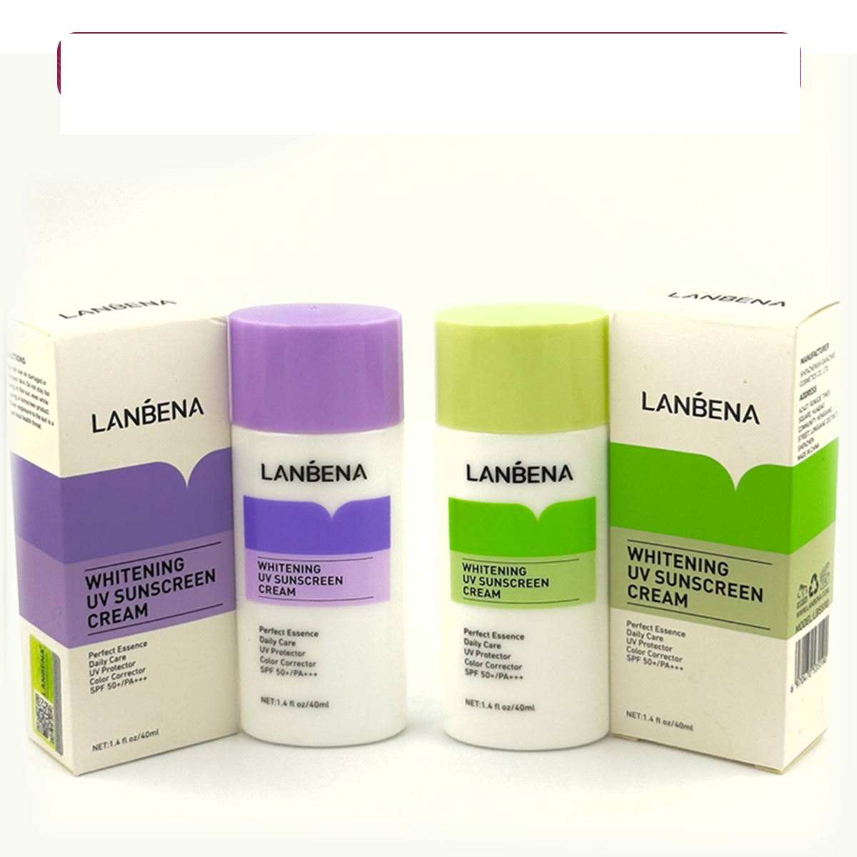 کرم ضد آفتاب بی رنگ سفید کننده spf50 لانبنا 40 میل